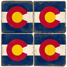 Colorado Flag Coaster Set. Handmande Marble Giftware by Studio Vertu.
