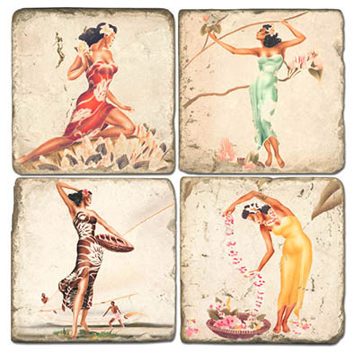Hula Girls Coaster Set