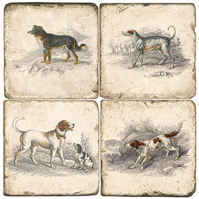 Classic Dog Coaster Set. Handcrafted Marble Giftware by Studio Vertu.