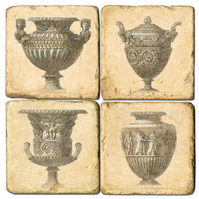 Decorative Urn Coaster Set. Handcrafted Marble Giftware by Studio Vertu.