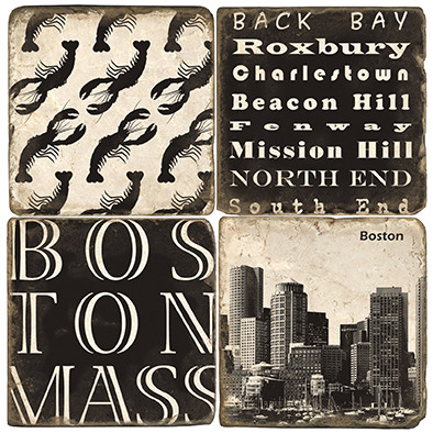 Black and White Boston Coaster Set