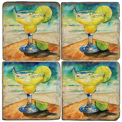Margarita Sunset Coaster Set. Handcrafted marble giftware by Studio Vertu.