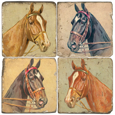 Horse head coaster set