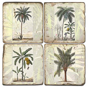 Tropical Palms Coaster Set. Handmade Marble Giftware by Studio Vertu.