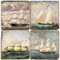 Vintage Ship Illustration Coaster Set