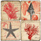 Red Coral Coaster Set. Handmade Marble Giftware by Studio Vertu.