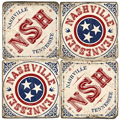 Nashville, TN Coaster Set. Handmade Marble Giftware by Studio Vertu.
