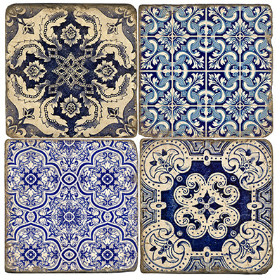 Azulejos Marble Coaster Set.  Handmade Marble Giftware by Studio Vertu.