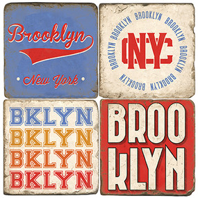 Brooklyn New York Coaster Set. Handmade Marble Giftware by Studio Vertu.