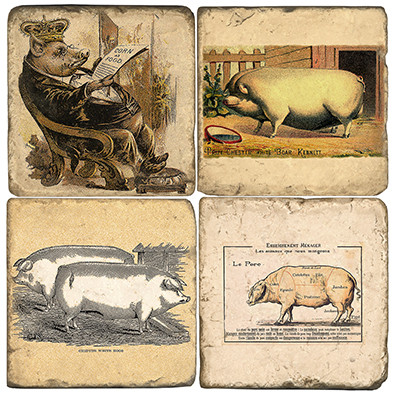 Heirloom Pigs Coaster Set