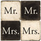 Black and White Mr. and Mrs. Coaster Set