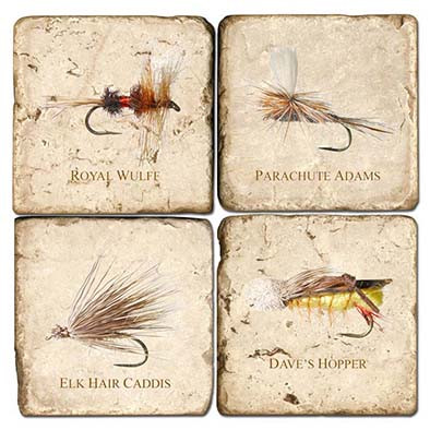 Fly Fishing Coaster Set. Handcrafted marble giftware by Studio Vertu.