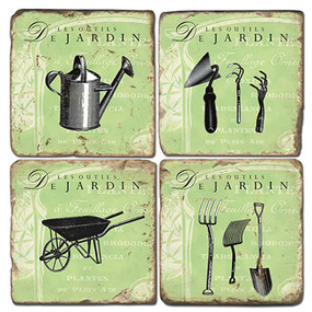Garden Tools Coaster Set