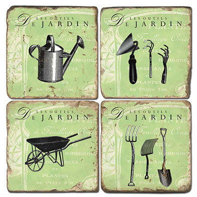 Garden Tools Coaster Set