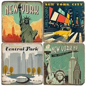 New York City Coaster Set. Handmade Marble Giftware by Studio Vertu.