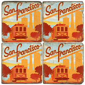 San Francisco Coasters.  Tumbled Italian Marble Giftware by Studio Vertu.