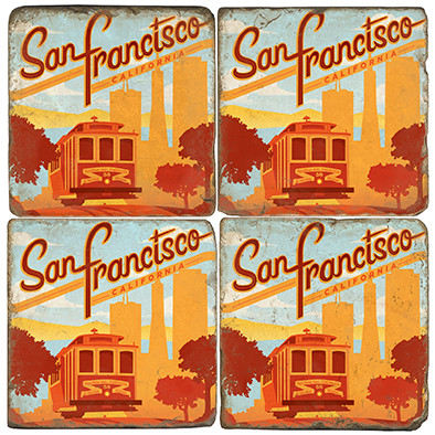 San Francisco Coasters.  Tumbled Italian Marble Giftware by Studio Vertu.