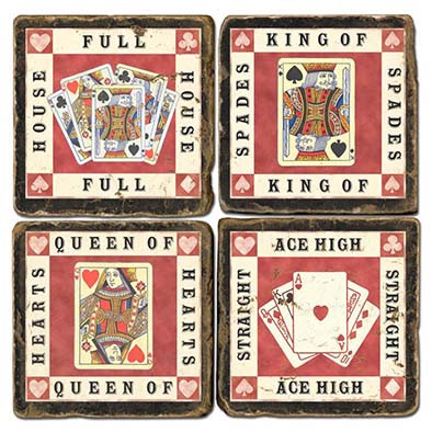 Playing Cards Coaster Set. Handmade Marble Giftware by Studio Vertu.