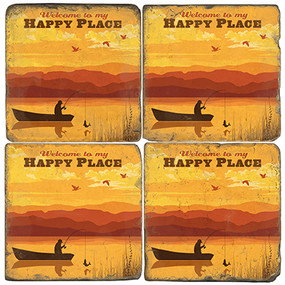 Lake Fishing Themed Coaster Set.  Illustration by Anderson Design Group.