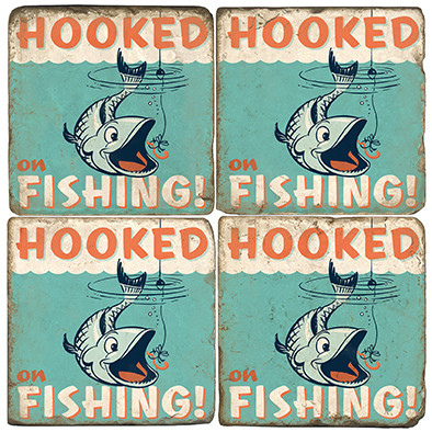 Fishing Themed Coaster Set.  Illustration by Anderson Design Group.