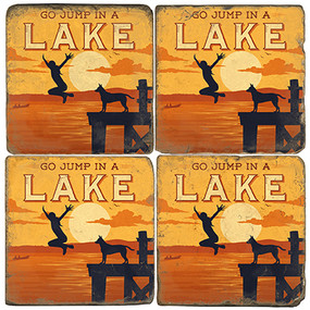 Lake Themed Coaster Set.  Illustration by Anderson Design Group.