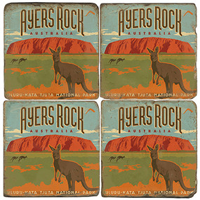 Ayers Rock, Australia Coaster Set. Illustration by Anderson Design Group.