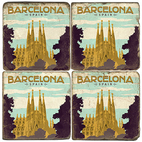 Barcelona, Spain Cathedral Coaster Set.  Illustration by Anderson Design Group.