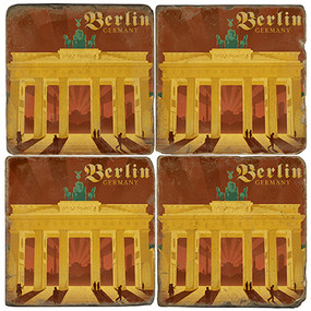 Berlin, Germany Brandenburg Gate Coaster Set.  Illustration by Anderson Design Group.