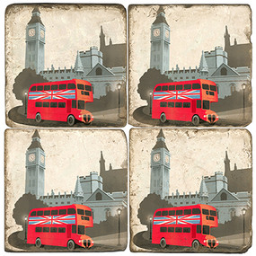 London Red Bus Coaster Set.  Illustration by Anderson Design Group.