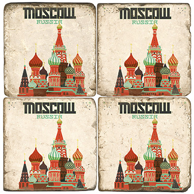 Moscow, Russia Coaster Set. Illustration by Anderson Design Group.