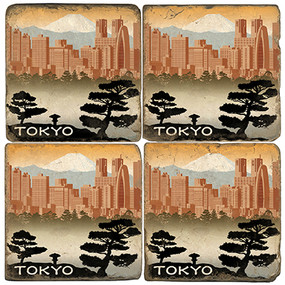 Tokyo, Japan Coaster Set.  Illustration by Anderson Design Group.