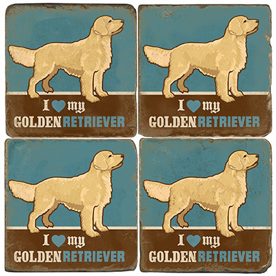 Golden Retriever Coaster Set. License artwork by Anderson Design Group.