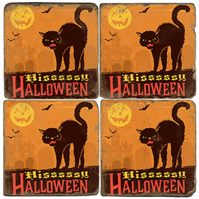 Black Cat Halloween Coaster Set. License artwork by Anderson Design Group.