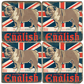 English Bulldog Coaster Set. License artwork by Anderson Design Group.