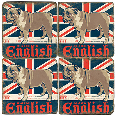 English Bulldog Coaster Set. License artwork by Anderson Design Group.