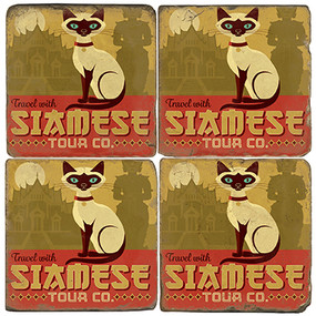 Siamese Cat Coaster Set. License artwork by Anderson Design Group.