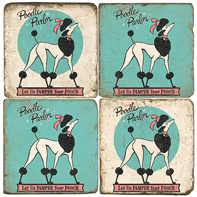 Poodle Coaster Set. License artwork by Anderson Design Group.