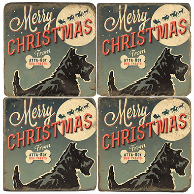 Merry Christmas Dog Treats Coaster Set. License artwork by Anderson Design Group.