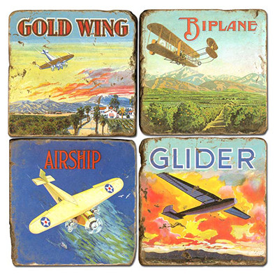 Vintage Airplane Coaster Set.