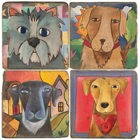 Love Dogs Coaster Set. Handcrafted Marble Giftware by Studio Vertu.