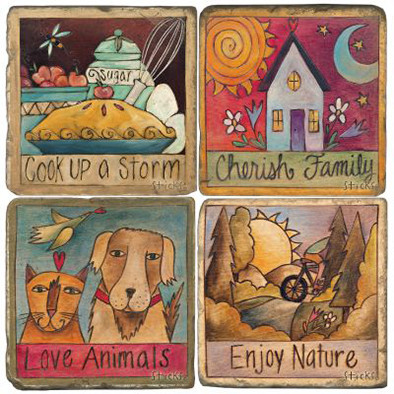 Quotes Coaster Set. License artwork by STICKS.