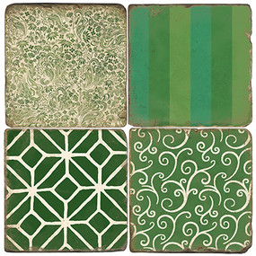 Green Forever Coaster Set.  Tumbled Italian Giftware by Studio Vertu.