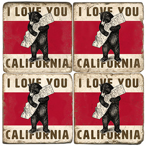 California Bear Coaster Set.  Handcrafted Marble Giftware by Studio Vertu.