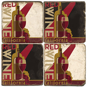 California Wine Coaster Set. License artwork by Anderson Design Group. Tumbled Italian Marble Giftware by Studio Vertu.