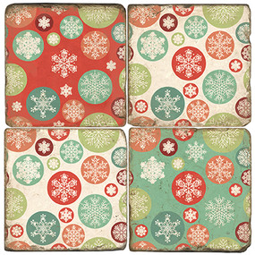 Snowflake Coaster Set.  Tumbled Italian Marble Giftware by Studio Vertu.