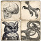 B&W Halloween Coaster Set.  Handcrafted Marble Giftware by Studio Vertu.