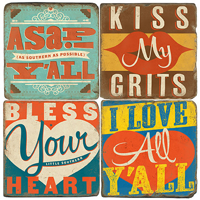 Southern Inspired Coaster Set.  Hand Made Marble Giftware by Studio Vertu.