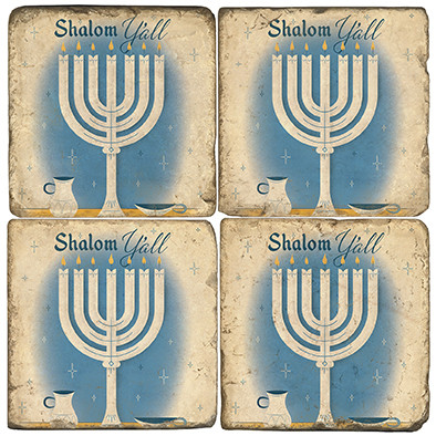 Passover inspired Coaster Set. Hand Made Marble Giftware by Studio Vertu.