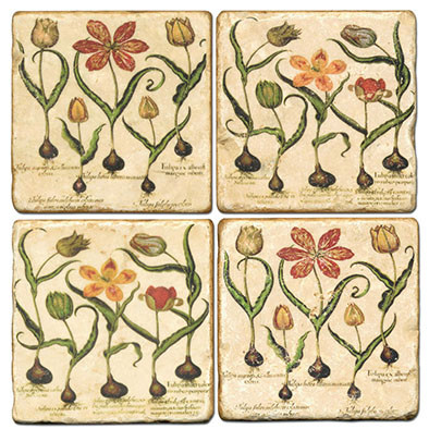 Tulip Coaster Set.  Hand Made Marble Giftware by Studio Vertu.