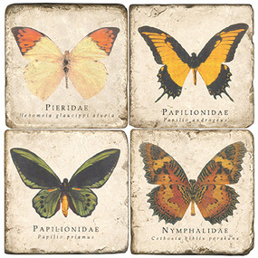 Colorful Butterfly Coaster Set. Handcrafted Marble Giftware by Studio Vertu.